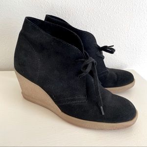 J. Crew Black Suede Wedge Ankle Boots size 7